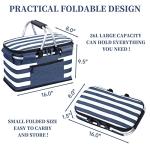 KEFOMOL Insulated Picnic Basket,Leak-Proof Collapsible Cooler Bag,26L Grocery Basket with Lid,2 Sturdy Handles,Storage Basket for Picnic,Food Delivery,Take Outs,Market Shopping,Travel (Blue)