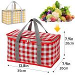 Insulated Reusable Food Picnic Bag Beach Bags, Cooler Bags with Zippered Top -for Hot or Cold,Picnic Basket Collapsible,Beach, Outdoor Party, Camping,Festivals (Red)