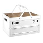 PATIKIL Collapsible Storage Bins with Lids and Handle, 1 Pcs 30L 8Gal Plastic Camping Storage Box Stackable Side Opening Organizer Basket for Car Rv Office Home, White