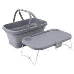 TREKOLOGY 16L Collapsible Picnic Basket with Handles & Lid as Stand Up Table - Foldable, Lightweight, Water-Proof & Leak-Proof - 3-in-1 Rectangle Bucket for Picnics, Camping, Travelling and Road Trips