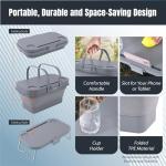 TREKOLOGY 16L Collapsible Picnic Basket with Handles & Lid as Stand Up Table - Foldable, Lightweight, Water-Proof & Leak-Proof - 3-in-1 Rectangle Bucket for Picnics, Camping, Travelling and Road Trips