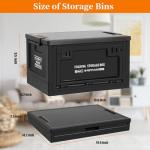 TOEEBR Collapsible Storage Bins with Lids, Portable Foldable Box with 2 Side Doors, Organizing Stackable Storage Cases Large Heavy Duty Utility Crates for Camp Fishing Car RV Office (Extra Large-45L)