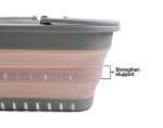 SAMMART 19L (5 Gallon) Collapsible Tub with Handle - Portable Outdoor Picnic Basket/Crater - Foldable Shopping Bag - Space Saving Storage Container (1, Grey/Pink)
