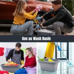 TREKOLOGY 16L Collapsible Picnic Basket with Handles & Lid as Stand Up Table - Foldable, Lightweight, Water-Proof & Leak-Proof - 3-in-1 Rectangle Bucket for Picnics, Camping, Travelling and Road Trips