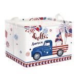 Clastyle Independence Day Patriotic Baby Gift Basket American Flag Firework Kid Book Toy Nursery Bin Collapsible Beach Towel Basket Clothes Organizer, Gnome, 40*30*30 cm