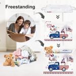 Clastyle Independence Day Patriotic Baby Gift Basket American Flag Firework Kid Book Toy Nursery Bin Collapsible Beach Towel Basket Clothes Organizer, Gnome, 40*30*30 cm