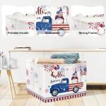 Clastyle Independence Day Patriotic Baby Gift Basket American Flag Firework Kid Book Toy Nursery Bin Collapsible Beach Towel Basket Clothes Organizer, Gnome, 40*30*30 cm