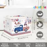 Clastyle Independence Day Patriotic Baby Gift Basket American Flag Firework Kid Book Toy Nursery Bin Collapsible Beach Towel Basket Clothes Organizer, Gnome, 40*30*30 cm