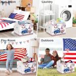 Clastyle Independence Day Patriotic Baby Gift Basket American Flag Firework Kid Book Toy Nursery Bin Collapsible Beach Towel Basket Clothes Organizer, Gnome, 40*30*30 cm