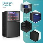 EUHOMY Double Door Mini Fridge With Freezer, Freestanding Wine Cooler Refrigerator With Reversible Door, Compact Refrigerator Temperature Control, Wine Fridge Perfect For Kitchen Home Office.