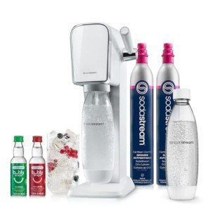 SodaStream - ART Sparkling Water Maker | VALUE BUNDLE | CQC CO2 system | Includes 2x CO2 Cylinders, 2x 32 Fl Oz Dishwasher Safe Bottles, 2x Bubly Flavor Drops | Combine with Pepsi Flavors | White