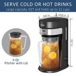 wirsh Iced Tea Maker with 3QT Pitcher, Iced Coffee Maker with Strength Control and Reusable Filter, Perfect For Iced Coffee, Latte, Tea, Lemonade, Flavored Water, Black