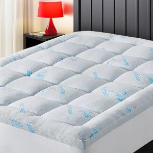 KELTARO Mattress Topper King Size,Viscose Made from Bamboo Extra Thick Mattress Pad 8-21" Deep Pocket Soft Down Alternative Fill Mattress Protector Pillow Top Mattress Cover(78x80 Inches)