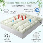 Premium Viscose Made from Bamboo Queen Size Mattress Topper for Back Pain, 1200 GSM Quilted Fitted Extra Thick Mattress Pad,Pillow Top Mattress Cover with Deep Pocket Up to 21 Inches（60 * 80inch）