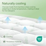 Ultra Soft Full Size Mattress Topper - Viscose Made from Bamboo Pillow Top Mattress Pad for Back Pain Relief - Naturally Cooling for Hot Sleepers, Green