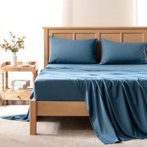 Comfort Spaces Queen Cooling Sheets, Moisture Wicking Coolmax Sheets, Soft, Colorfast Sheet Set, Cooling Bed Sheets For Hot Sleepers, Elastic Deep Pocket Fits Up to 16" Mattress, Queen Teal 4 Piece
