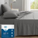 Degrees of Comfort Coolmax Cooling Sheet Set for Full Size Bed, Moisture Wicking for Night Sweats Best Comfort, Cool Sheets for Hot Sleepers During Warm Weather with Deep Pocket, Grey-4PC