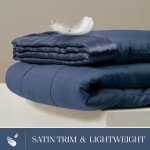 Madison Park Windom Down Alternative Blanket, Premium 3M Scotchgard Moisture Wicking Treatment, Lightweight and Soft Bed Cover For All Season, Satin Trim, Navy King