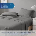 Degrees of Comfort Coolmax Cooling Sheet Set for Full Size Bed, Moisture Wicking for Night Sweats Best Comfort, Cool Sheets for Hot Sleepers During Warm Weather with Deep Pocket, Grey-4PC