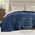 Madison Park Windom Down Alternative Blanket, Premium 3M Scotchgard Moisture Wicking Treatment, Lightweight and Soft Bed Cover For All Season, Satin Trim, Navy King