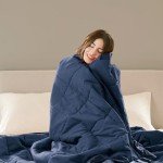 Madison Park Windom Down Alternative Blanket, Premium 3M Scotchgard Moisture Wicking Treatment, Lightweight and Soft Bed Cover For All Season, Satin Trim, Navy King
