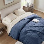 Madison Park Windom Down Alternative Blanket, Premium 3M Scotchgard Moisture Wicking Treatment, Lightweight and Soft Bed Cover For All Season, Satin Trim, Navy King