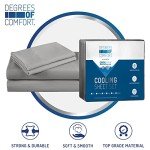 Degrees of Comfort Coolmax Cooling Sheet Set for Full Size Bed, Moisture Wicking for Night Sweats Best Comfort, Cool Sheets for Hot Sleepers During Warm Weather with Deep Pocket, Grey-4PC