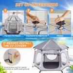 Asweets 4 in 1 Pop Up Playpen Indoor and Outdoor Portable, Lightweight Baby Playpen with Travel Bag,Baby Beach Tent and Play Toddler Play Yard Canopy