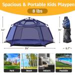 Alvantor Baby Playpen Play Yard 84"x84"x44”Large Kids Tents Pop Up Play Tent Indoor Outdoor Playhouse for Babies Toddlers Children Camping Playground Beach, Navy