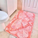 BelugaDesign Butterfly Rug | Cute Kawaii Flower Geometric Art Aesthetic Animal Pink Pastel Bedroom Bathroom Mat | Machine Washable Rectangle Area Carpet for Women (Peach, 47x28)