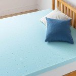 Best Price Mattress 3 Inch Ventilated Memory Foam Mattress Topper, Cooling Gel Infusion, CertiPUR-US Certified, Twin Blue