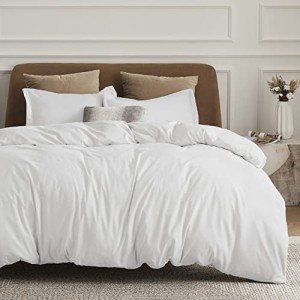 Bedsure White Duvet Cover Queen Size - Soft Double Brushed Bedding Set for Kids & Adults, Zipper Closure, 3 Pieces, Includes 1 Duvet Cover (90"x90") & 2 Pillow Shams, NO Comforter