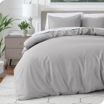 Bare Home Bedding Duvet Cover Queen Size - Premium 1800 Super Soft Collection - Lightweight, Cooling - Soft Breathable Bedding Duvet Cover (Queen, Light Grey)