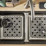 Spectrum Diversified Hexa Raised Feet Quick-Drying, Heavy-Duty Protector with Non-Slip Surface, Small Mat for Dual Sinks, 10.5" x 12", Gray