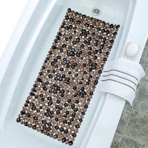 SlipX Solutions Extra Long Deep Foot Massager Bath Tub & Shower Mat 38x17 | Non-Slip, 188 Suction Cups | Feels Great on Tired Feet, Looks Like River Rock | Machine Washable, Bronze Pebbles