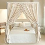 AIKASY Princess Canopy Bed Curtains with Top Ties - Windproof & Lightproof for Girls' Adult Bedroom Decor | Bed Canopy Drapes (Queen,Khaki)