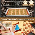 P&P CHEF Baking Oven Sheet Pan with Rack & Mat for Cookie, Stainless Steel Oven Sheet Tray Cooling Rack and Silicone Mat for Baking & Roasting, Dishwasher Safe & Healthy, 3Pcs - 12.5 Inch