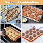 P&P CHEF Baking Oven Sheet Pan with Rack & Mat for Cookie, Stainless Steel Oven Sheet Tray Cooling Rack and Silicone Mat for Baking & Roasting, Dishwasher Safe & Healthy, 3Pcs - 12.5 Inch