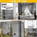 VISATOR Mosquito Net Bed Canopy,4 Corner Post Canopy Bed Curtains with 4 Hanging Hook,30ft Hanging Tether,4 Tassel Hanging Pendants and Storage Bag,Canopy Bed for Full/Queen/King Size