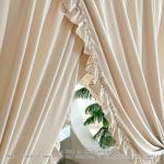AIKASY Princess Canopy Bed Curtains with Top Ties - Windproof & Lightproof for Girls' Adult Bedroom Decor | Bed Canopy Drapes (Queen,Khaki)