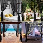 VISATOR Mosquito Net Bed Canopy,4 Corner Post Canopy Bed Curtains with 4 Hanging Hook,30ft Hanging Tether,4 Tassel Hanging Pendants and Storage Bag,Canopy Bed for Full/Queen/King Size