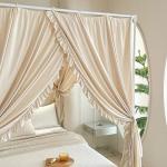 AIKASY Princess Canopy Bed Curtains with Top Ties - Windproof & Lightproof for Girls' Adult Bedroom Decor | Bed Canopy Drapes (Queen,Khaki)