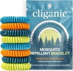 Cliganic 20 Pack Mosquito Repellent Bracelets, DEET-Free Bands, Individually Wrapped (Packaging May Vary)