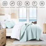 HORIMOTE HOME Quilt Queen Size Aqua Blue, Lightweight Quilt for Summer Ultra-Soft Microfiber Modern Style Quilted Clouds Pattern Bedspread Quit Set 3 Pieces(1 Quilt and 2 Pillow Shams)