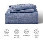 Love's cabin Quilts for Queen Bed Blue Bedspreads - Soft Bed Summer Quilt Lightweight Microfiber Bedspread- Modern Style Coin Pattern Coverlet for All Season - 3 Piece (1 Quilt, 2 Pillow Shams)