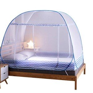 Jsanh Folding Mosquito Net Tent Canopy Curtains for Beds Pop Up King Size Portable Netting with Bottom Baby Adults L80XW72XH62inch