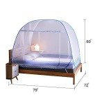 Jsanh Folding Mosquito Net Tent Canopy Curtains for Beds Pop Up King Size Portable Netting with Bottom Baby Adults L80XW72XH62inch