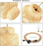 Plug in Pendant Light Rattan Hanging Lights with Plug in Cord Bamboo Hanging Lamp Dimmable,Handmade Woven Boho Wicker Basket Lamp Shade,Plug in Ceiling Light Fixture for Living Room Bedroom Kitchen