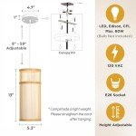 Lumivill Bamboo Pendant Light - Mini Pendant Lights Bedroom - Natural Elegant Woven Pendant Light; Wood Pendant Light for Home Decor