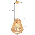 MhyTogn Woven Pendant Lights Hanging Lamp with 12" Hand Rattan Basket Shade Antique Brass Brush Paint Finish for Kitchen Island Farmhouse Dining Room Bar Bedroom Foyer Hallway